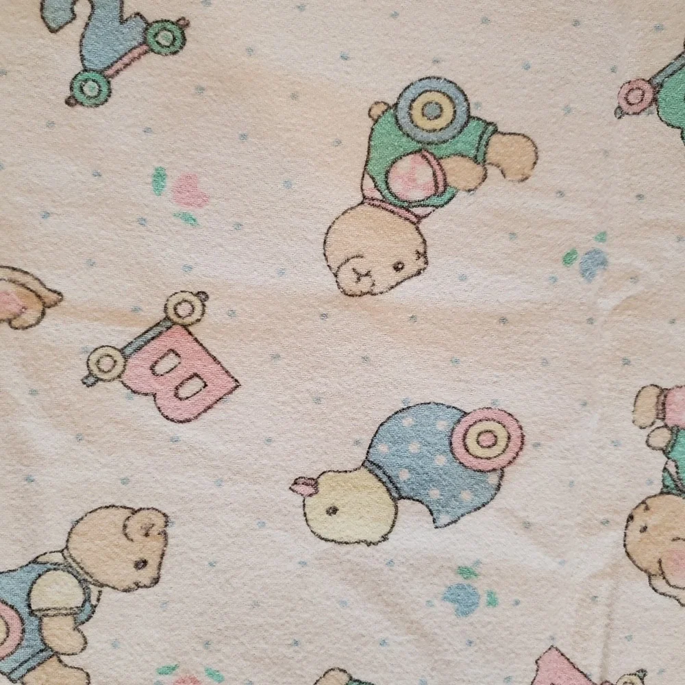 Vintage Abc 123‎ Bear Bunny Baby Recieving Blanket Pastel